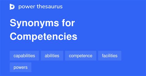 competency synonym|COMPETENCIES Synonyms: 52 Similar and Opposite Words.